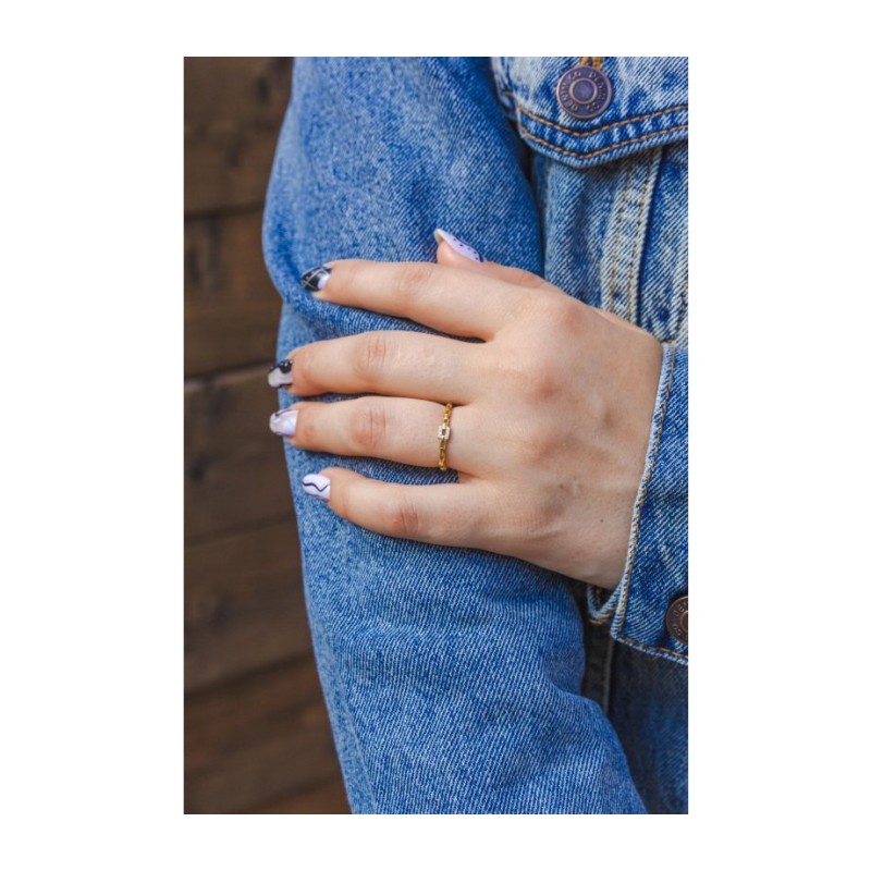 טבעת מתכווננת מכסף סטרלינג עם קישורי זירקונים M... | טבעות יהודיות